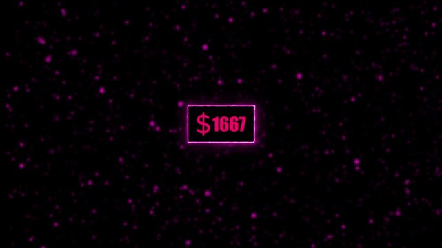 USD currency counting. Dollar countdown animation background. Increasing counting dollar number 0 to 3k for price like views figures or amount concepts with alpha channel