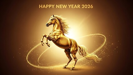 Golden horse celebrating new year 2026