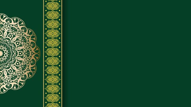 Elegant Green Mandala Background with Ornate Border.
