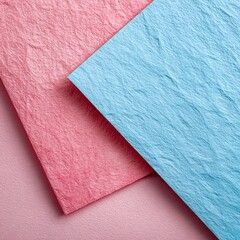 Pink and Blue Textured Paper Sheets on Pastel Background