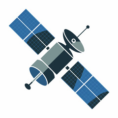 Satellite in Space with Solar Panels and Antenna.