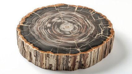 Petrified Wood Slice with Distinct Rings, A Natural Ancient Forest Relic