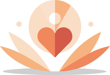 Warm heart in radiant bloom isolated on transparent background, Vector, illustration