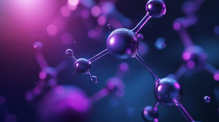 Futuristic science background featuring molecular and atomic structures, 3d