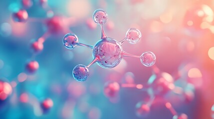 Futuristic science background featuring molecular and atomic structures, 3d