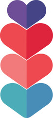 Stack of colorful hearts isolated on transparent background, Vector, illustration