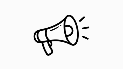 Simple black line drawing of a megaphone with sound waves.