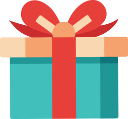 Colorful gift box with bow isolated on transparent background, Vector, illustration