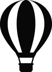 Obraz premium Minimal black hot air balloon icon in flat style on white background, modern monochrome travel and adventure vector illustration