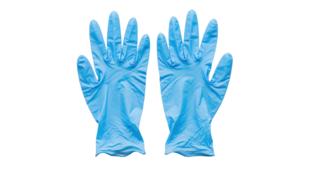 Pair of blue disposable nitrile gloves isolated on black background image, Isolated On Png Transparent Background