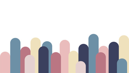 Abstract vector background with rounded pastel shapes symbolizing diversity, inclusion, community and emotional balance. Minimal modern design for presentations, wellness and social concepts.