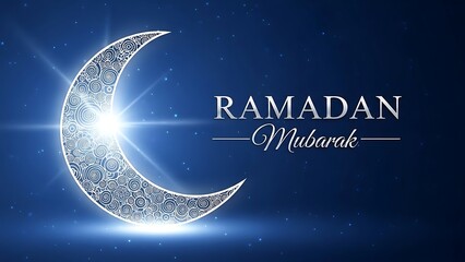 Fototapeta premium Ramadan mubarak greeting card with crescent moon design