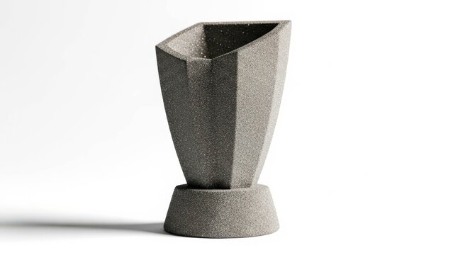 First place concrete trophy cup isolated on white background