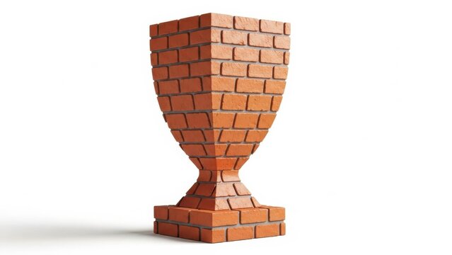 First place Brick trophy cup isolated on white background
