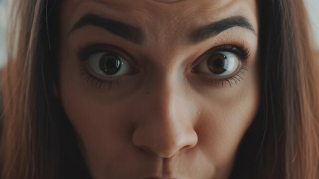 surprised expression captured in close up at home