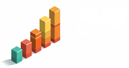 Fototapeta premium Colorful Isometric 3D Bar Graph Sales Growth Infographic Illustration. 