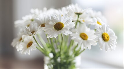 Obraz premium Fresh daisies in a simple vase, soft natural light