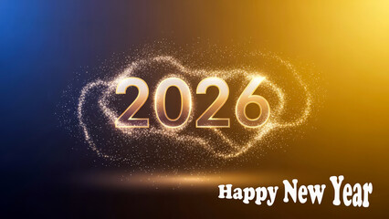 Elegant 2026 New Year Background with Golden Glow and Festive Sparkles