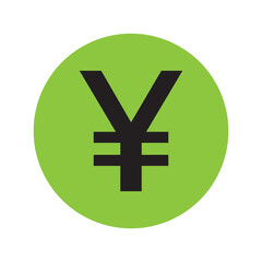 Fototapeta premium Japanese yen currency symbol black silhouette with green background template