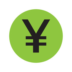 Fototapeta premium Japanese yen currency symbol black silhouette with green background template