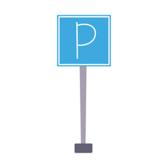 Parking road sign in naive doodle style, vector flat cartoon illustration. Cute hand drawn symbol for education, kids design, posters, learning materials and playful urban navigation themes