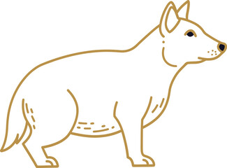 White and Gold Stylized Dog Illustration on Dark Background