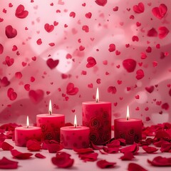 candle and rose petals