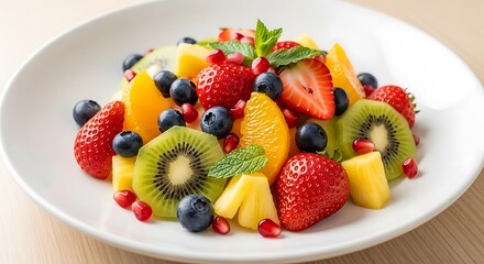 Vibrant fresh fruit salad bursting with berries and tropical flavors