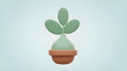 Minimalist 3D potted ornamental plants, soft pastel colors, simple and modern design.