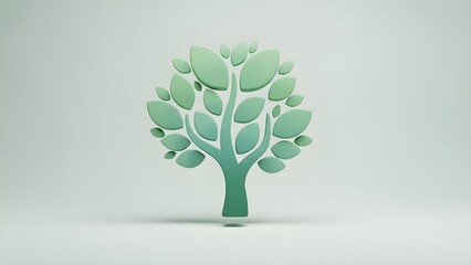 A minimalist green tree icon with symmetrical leaves, symbolizing nature, growth, and sustainability.