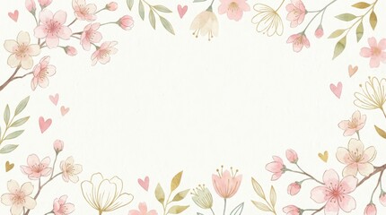 Delicate floral frame design elegant artwork botanical illustration soft pastel colors creative digital art style romantic aesthetic for invitations and decor