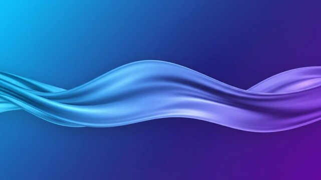 A smooth, elegant abstract wave in gradients of blue and purple flows horizontally across a vibrant background.