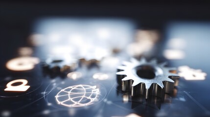 Interconnected global network symbolized by metallic gears a modern communication concept