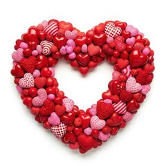 Obraz premium Valentine's Day heart shaped wreath with red and pink hearts