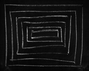 Hand draw labyrinth, black target chalkboard, old blackboard background and texture