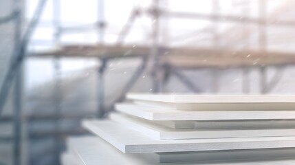 Obraz premium Watercolor Construction Gypsum Boards Serene Building Site Minimal Texture Modern Art Illustration Concept