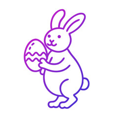 Obraz premium Rabbit holding Easter egg in colorful outline style 