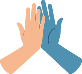 Obraz premium Diverse Hands Giving High Five Vector Illustration for Teamwork and Collaboration Concepts
