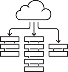 Cloud Data Flow Diagram &ndash; Minimalist Distributed Storage Hierarchy Icon
