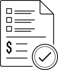 Invoice paid confirmation document with checkmark, business billing approval icon