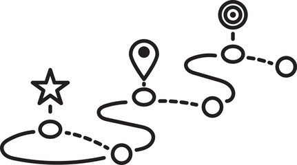 Milestone Journey Path Icon &ndash; Star to Location to Target Line Art