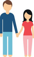 Flat Vector Illustration of Couple Holding Hands, Relationship Concept, Modern Minimal Design