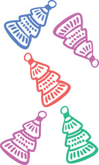 Obraz premium Christmas Ornament Line Art Sketch, Minimal Hand Drawn Holiday Decoration, New Year Bauble Illustration