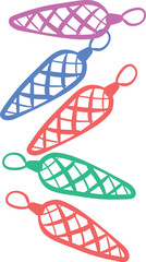 Christmas Ornament Line Art Sketch, Minimal Hand Drawn Holiday Decoration, New Year Bauble Illustration