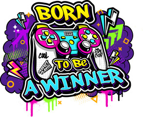 Joystick Game Graffiti background vector illustration,. Colorful and fun gaming design.	