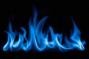 A vibrant blue flame burns brightly against a dark background