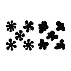 A collection of Irregular cloud-like abstract form Silhouette.