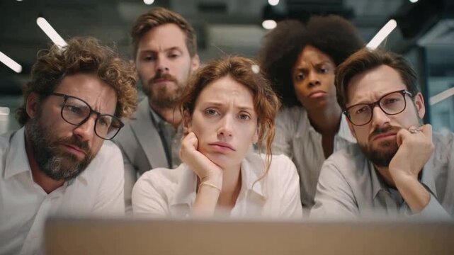The Business World Concerns: This captures the concern and perplexity within a group of individuals in a professional setting. The image evokes a sense of shared unease and thoughtful evaluation.