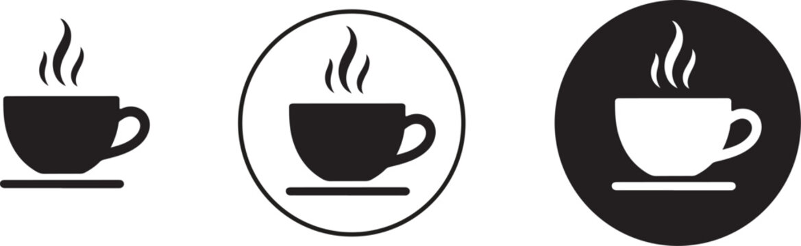 Cup of coffee icon Coffe or tea cups vector icon collection. Cup hot icons design. Simple and minimalistic design for coffee-themed graphics.