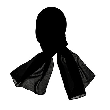Black silhouette of a woman with a scarf